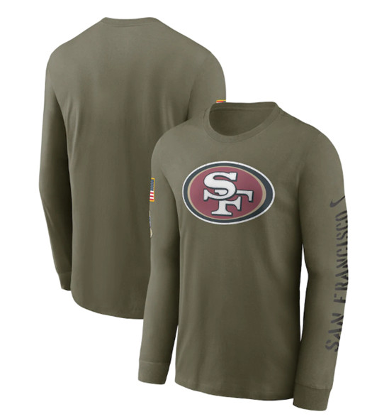 Men's San Francisco 49ers 2022 Olive Salute to Service Long Sleeve T-Shirt